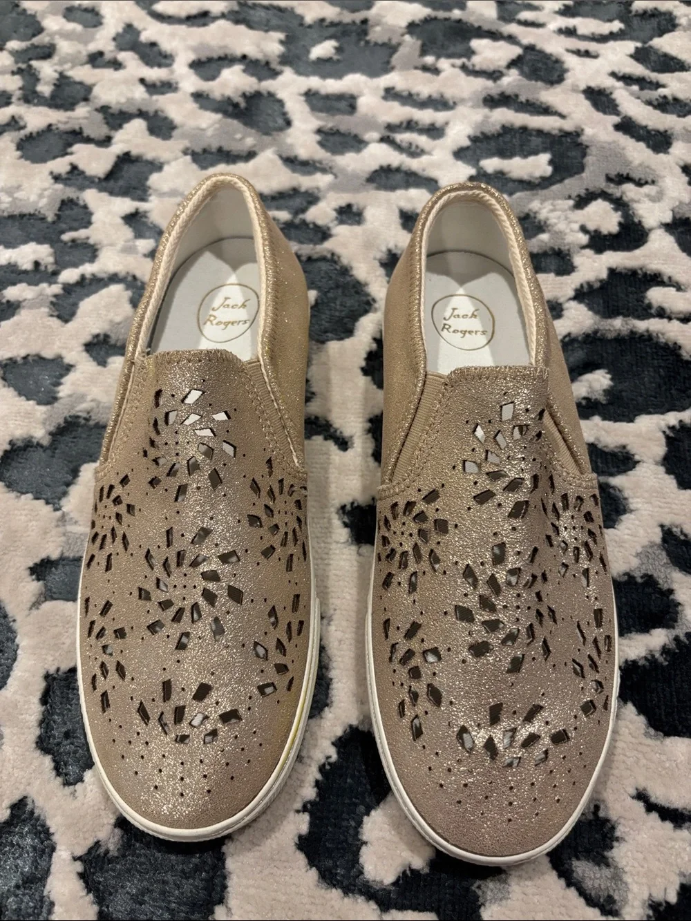 Jack Rogers Gold Glitter Slip On Sneakers